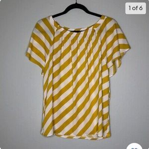 🌟 Bundle 3 for $15🌟 LOFT yellow white striped blouse Sz S